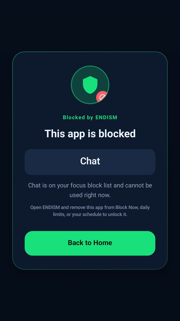 Écran de blocage : cette app est bloquée par ENDISM
