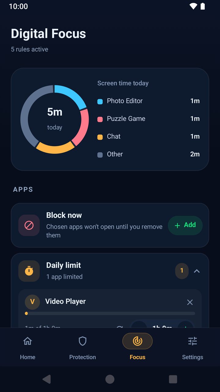 Focus numérique : temps d’écran du jour détaillé par app